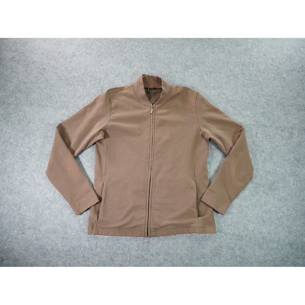 Eileen Fisher Petite Bomber ‎ Jacket Womens PP Brown Full Zip Long Sleeve